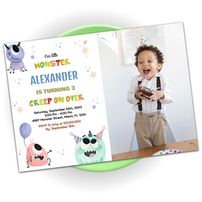 Monster Birthday Invitations Orange Star photo (Monster Birthday Invitations Orange Star photo)