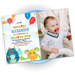 Monster Birthday Invitations Watercolours photo