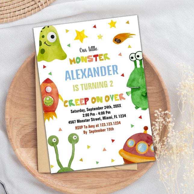 Monster Birthday Invitations White (Monster Birthday Invitations White)