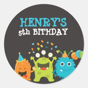 Monster Birthday Party Classic Round Sticker