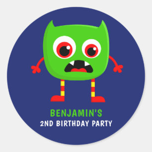 Monster Birthday Party Classic Round Sticker