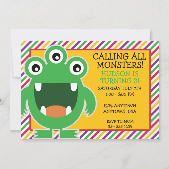 Monster Birthday Party Invitation (Front)