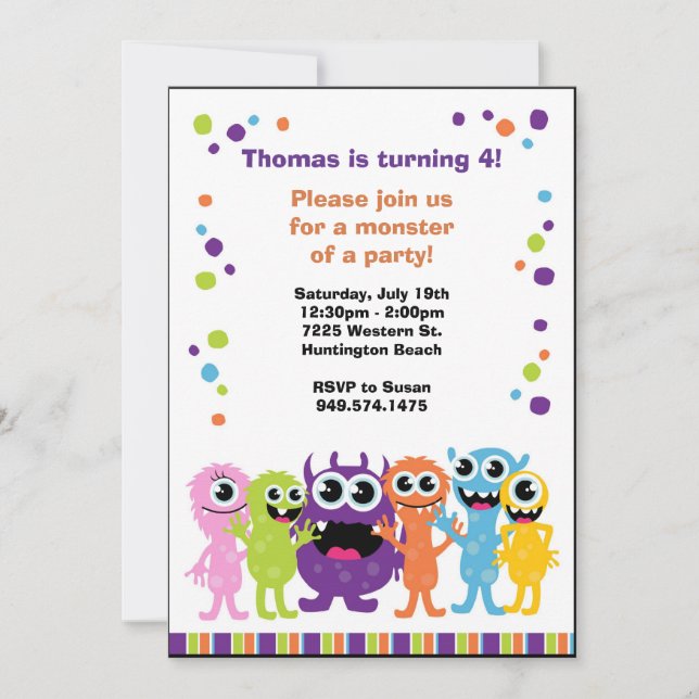 Monster Birthday Party Invitation (Front)