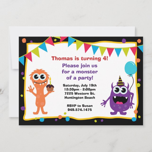 Monster Birthday Party Invitation (Front)