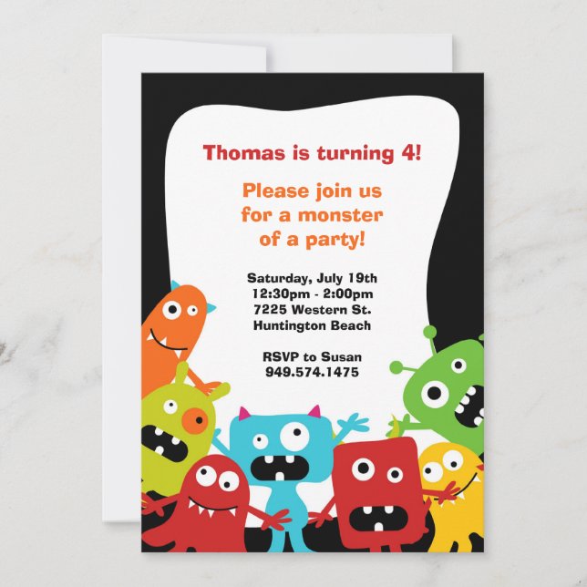Monster Birthday Party Invitation (Front)