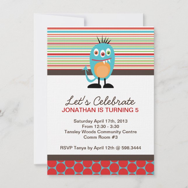 Monster Birthday Party Invite (Front)