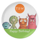 Monster Birthday Party Monogrammed Plate