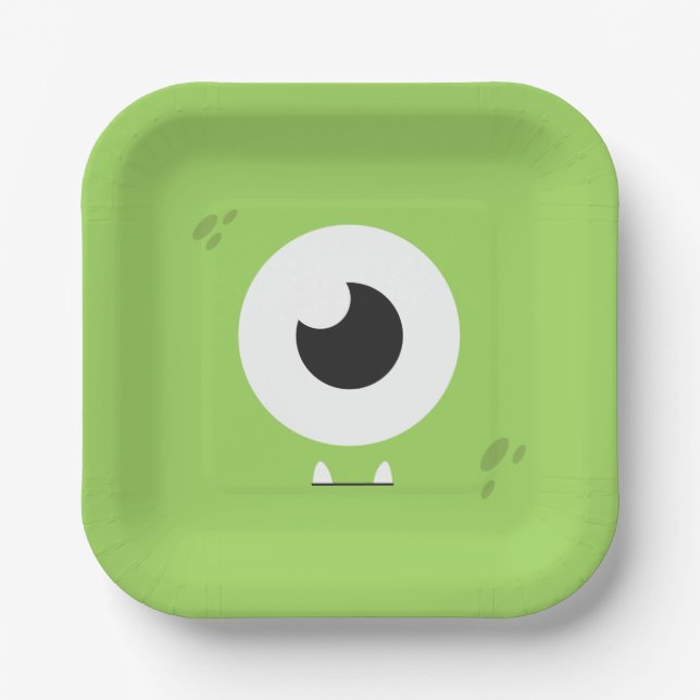 Monster Birthday Party Paper Plate (Front)