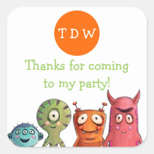 Monster Birthday Party Thank You Stickers