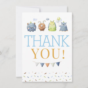 Monster Birthday Thank you card,