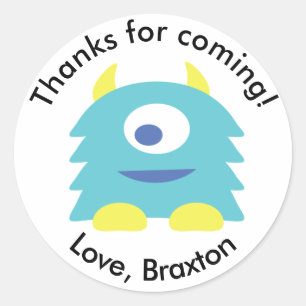 Monster birthday Thank you stickers