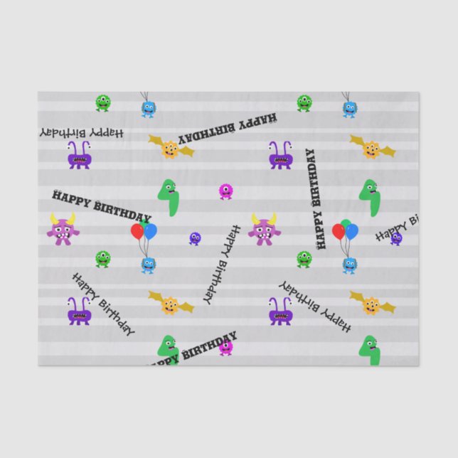 Monster Birthday Tissue Paper (Front)