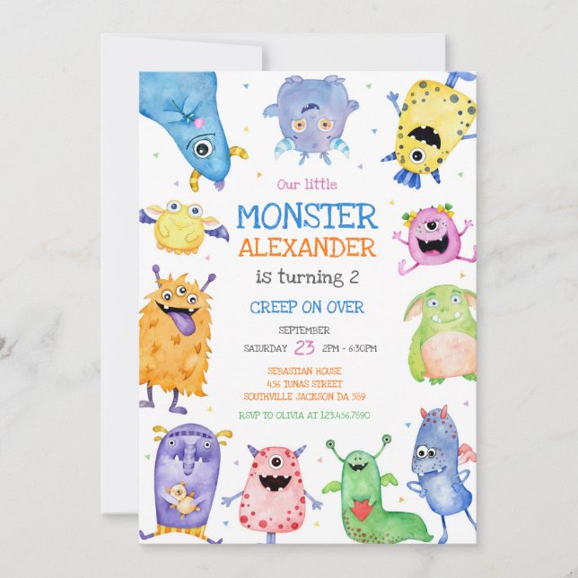 Monster Boy Birthday Invitation (Front)