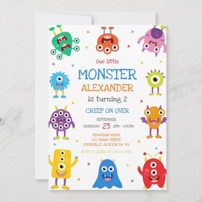 Monster Boy Birthday Invitation (Front)