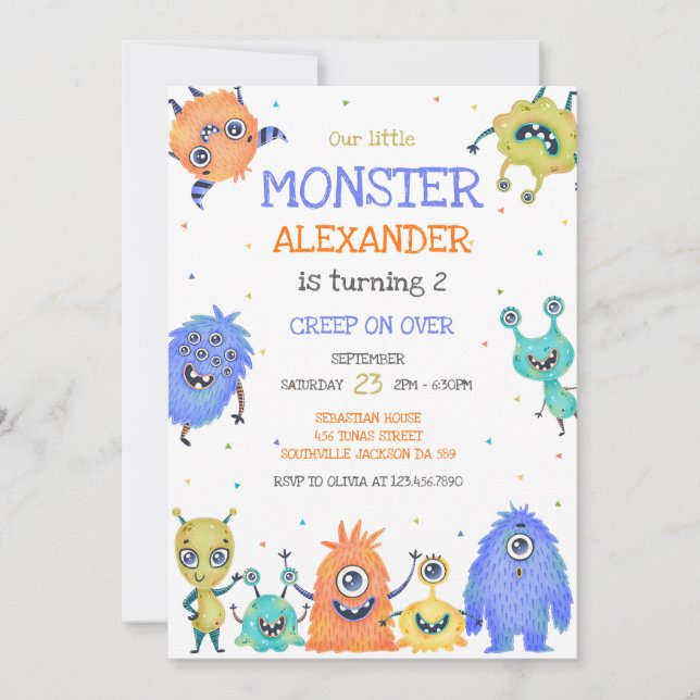 Monster Boy Birthday Invitation (Front)