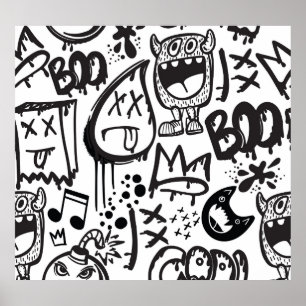 Monster Boys: Hand Drawn Pattern Poster