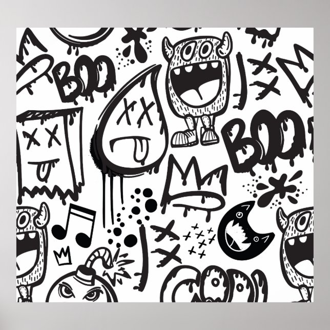 Monster Boys: Hand Drawn Pattern Poster (Front)