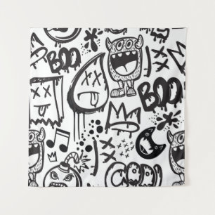 Monster Boys: Hand Drawn Pattern Tapestry