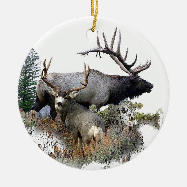 Monster bull trophy buck ceramic tree decoration (Front)