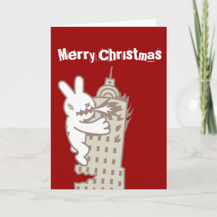 Monster Bunny is Coming Christmas Card