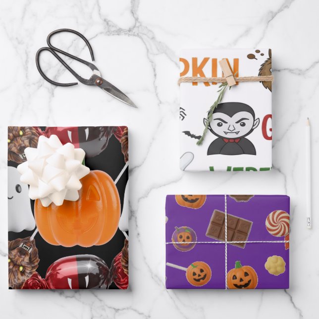 Monster Candy Parade Halloween Gift  Wrapping Paper Sheet (Front)