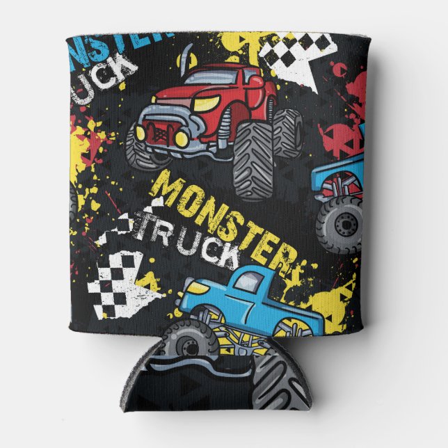 Monster Car: Abstract Childish Pattern Can Cooler (Front)