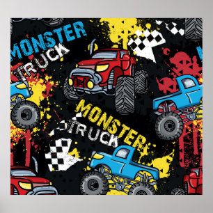 Monster Car: Abstract Childish Pattern Poster