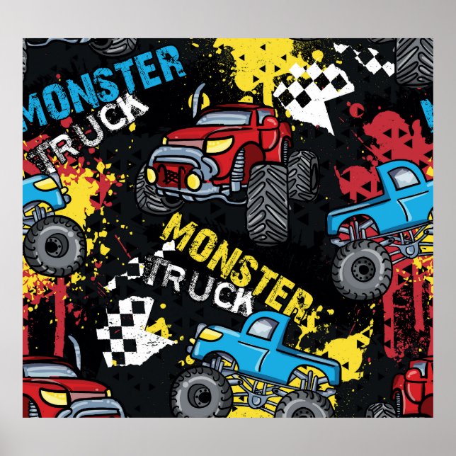 Monster Car: Abstract Childish Pattern Poster (Front)