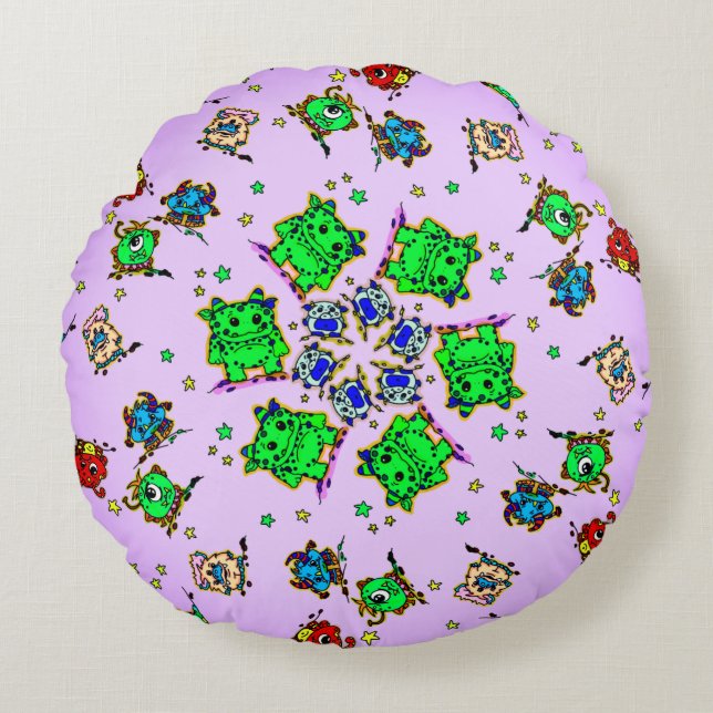 monster cartoon cutees round cushion (Front)
