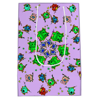monster cartoon wrapping paper medium gift bag