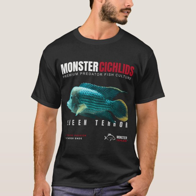 Monster Cichlids Green Terror Predator Fish  T-Shirt (Front)