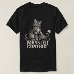 Monster Control – Funny Vintage Tabby Cat T-Shirt