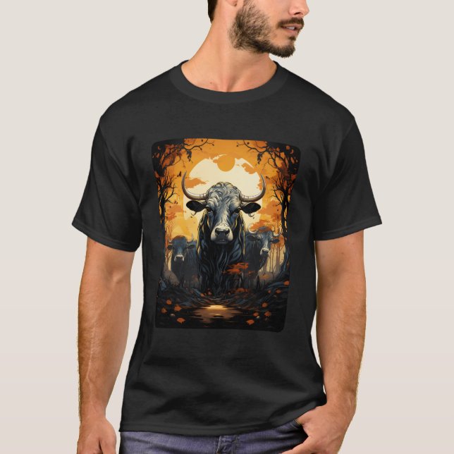 Monster Cow Bull Farm Animal Farmer Full Moon Hall T-Shirt (Front)
