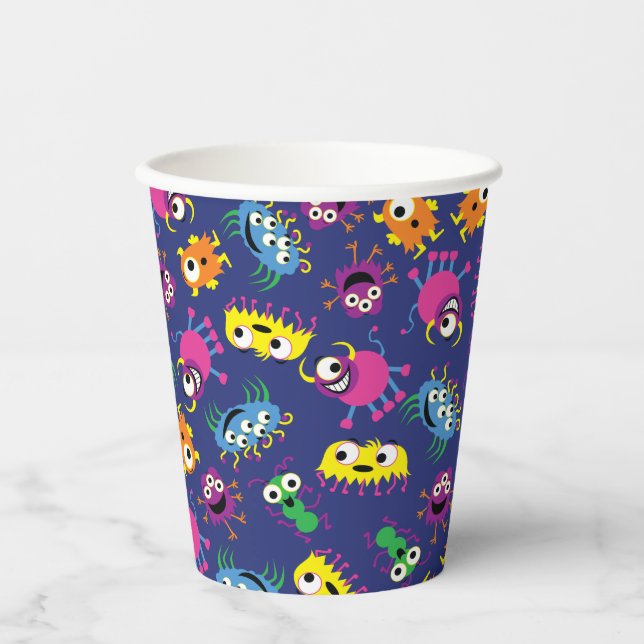 Monster Cute Funny 1st Birthday Party Kids Paper Cups (Front)