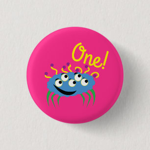 Monster Cute Funny 1st Birthday Party Theme 3 Cm Round Badge