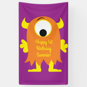 Monster Cute Funny 1st Birthday Party Theme Banner
