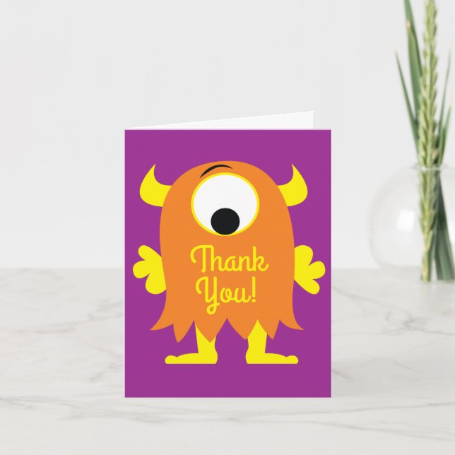 Monster Cute Funny 1st Birthday Party Theme Card (Front)