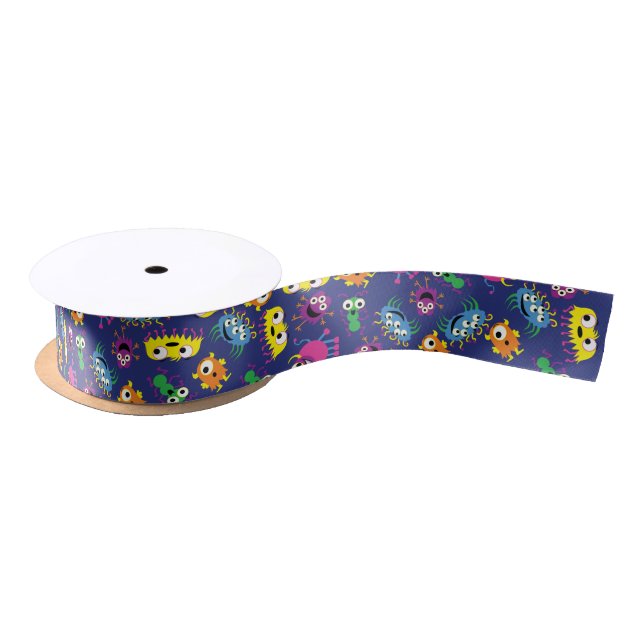 Monster Cute Funny 1st Birthday Party Theme Satin Ribbon (Spool)