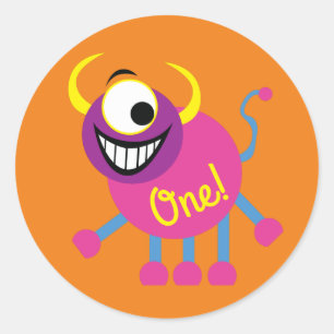Monster Cute Funny Kids Birthday Party Theme Classic Round Sticker