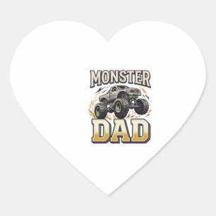 Monster Dad Monster Truck Vintage Vector Shirt Des Heart Sticker