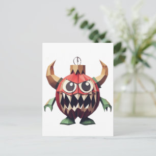 Monster Demon Ornament creepy Christmas art Postcard
