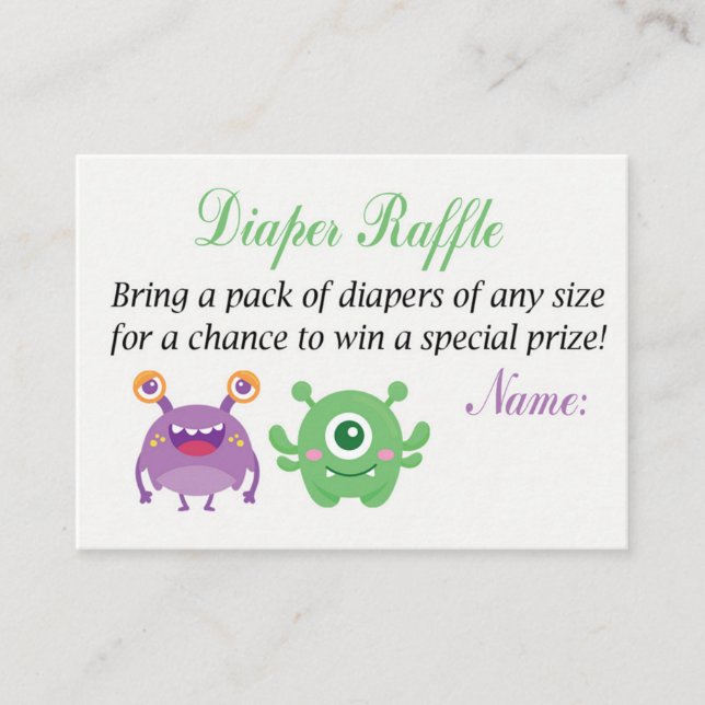 Monster Diaper Raffle Tickets (Front)