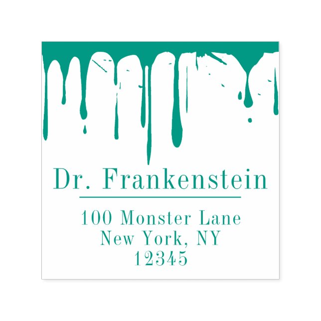 Monster Dripping Slime - Halloween Return Address Self-inking Stamp (Design)