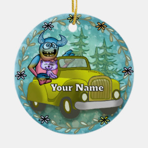 Monster Driving Car Ceramic Tree Decoration