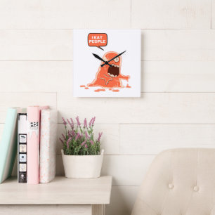 monster eat people square wall clock