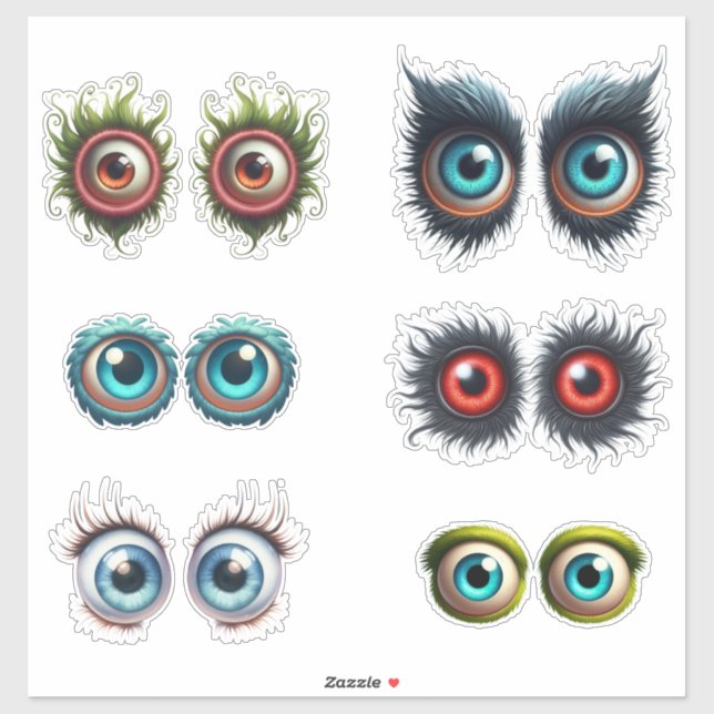 Monster Eye Set Custom-Cut Vinyl Sticker (Sheet)