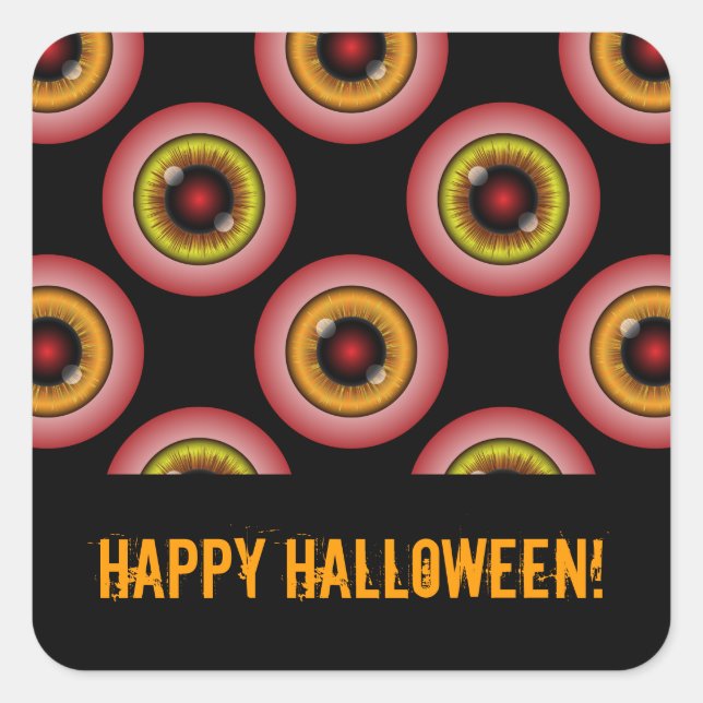 Monster Eyeballs Pattern Square Sticker (Front)
