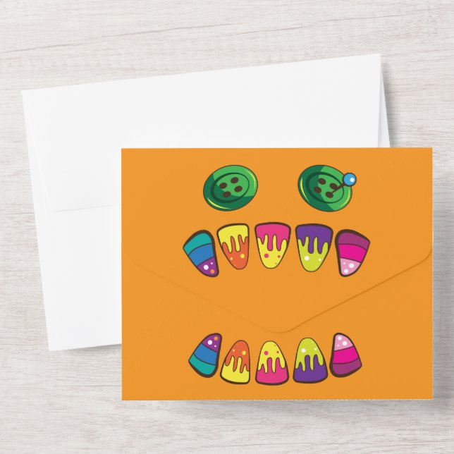 Monster Face Candy Corn All In One Invitation (Back)