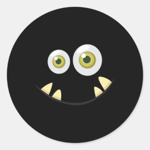 Monster Face Halloween Costume Idea Scary Cute Classic Round Sticker