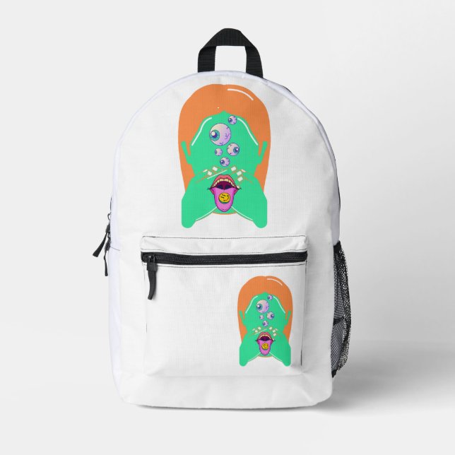 monster face printed backpack (Front)